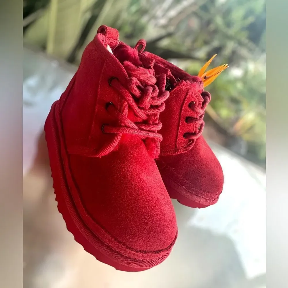 UGG Neumel II Toddler Shearling Chukka Winter Boot Red Size 9 NEW